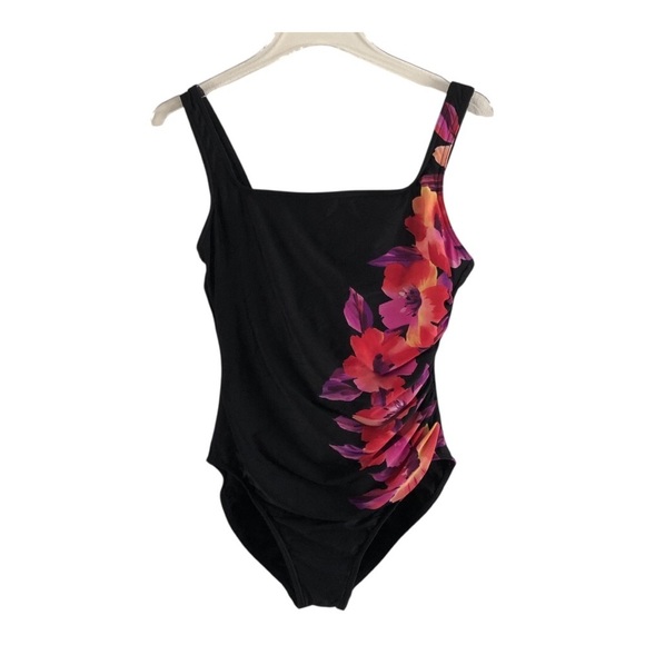 Miraclesuit Tropical Floral Print Black Multi Size 12 - Picture 1 of 9